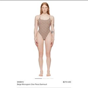 MISBHV Beige Monogram One-Piece Swimsuit Worn Once 2hrs